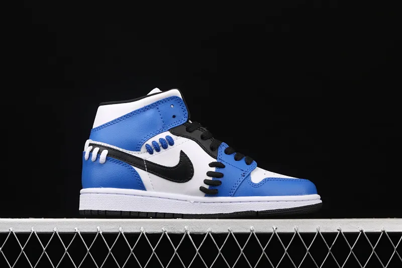 All categories Air Jordan Jordan series basketball shoes Air Jordan 1 Mid Air Jordan 1 Mid SE "Game Royal" AJ1 Joe 1 China White and Blue Deconstruction CV0152-401